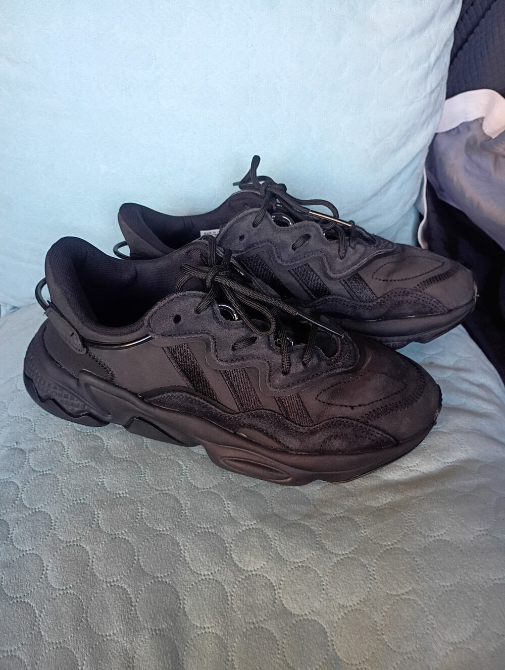 adidas Womans Black Chunky Runner Sneakers
